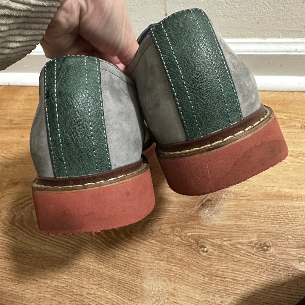Cole Haan x Nike Air | Men's Saddle Grey Green Suede Leather Oxford Shoes, 10M